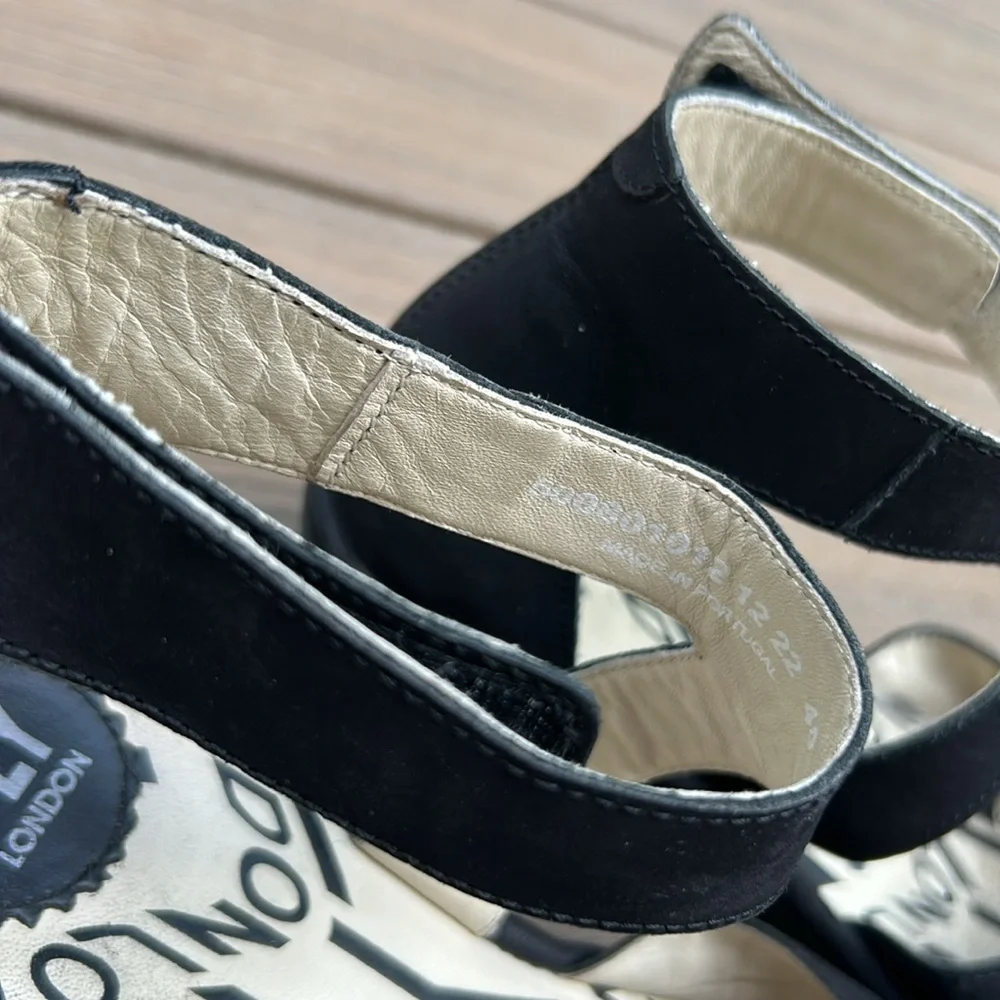 Fly London Black Wedge Sandals